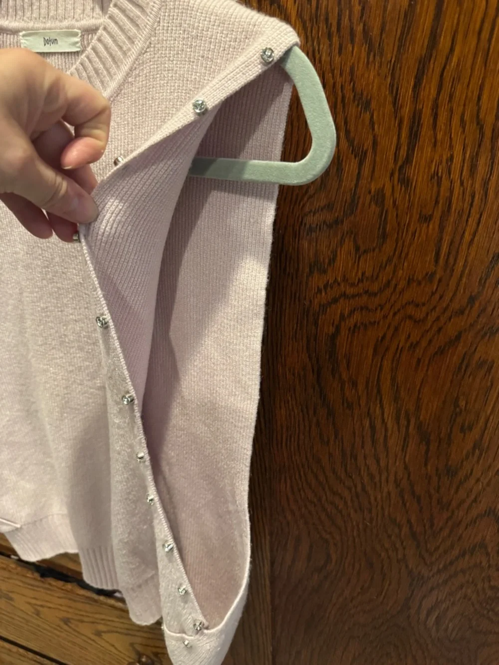 Pale Pink Sleeveless Knit Tank with Side Stud Detail - Picture 3 of 4